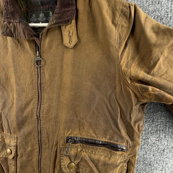 Barbour Nixon Large Waxed Jacket Men Full Zip Brown Classic Tartan Brown Adult - Picture 9 of 16